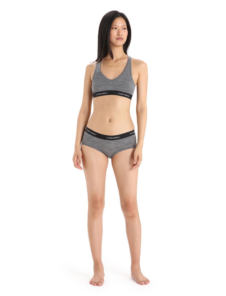 Women's Icebreaker Merino Sprite Hot Pants Underwear Gritstone Heather / Black | CA 1240BEXC